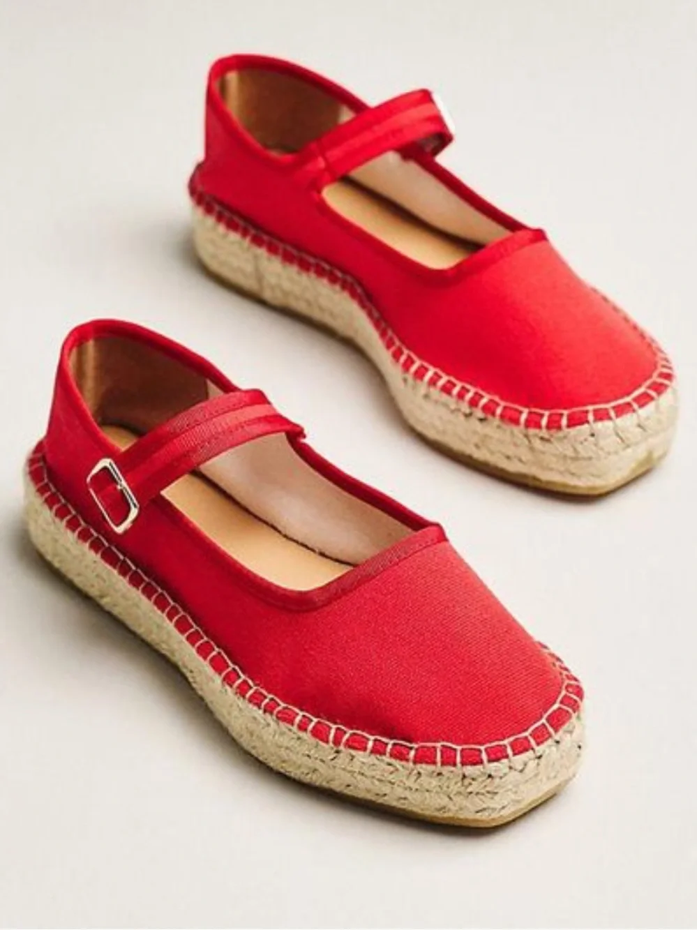 Anthropologie Maeve Mary Jane Espadrille Flats in Red